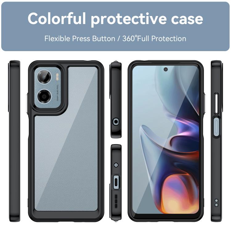 For Motorola Moto E15 Colorful Series Acrylic Hybrid TPU Phone Case(Black) - free shipping - PMC TechLife - Order now!