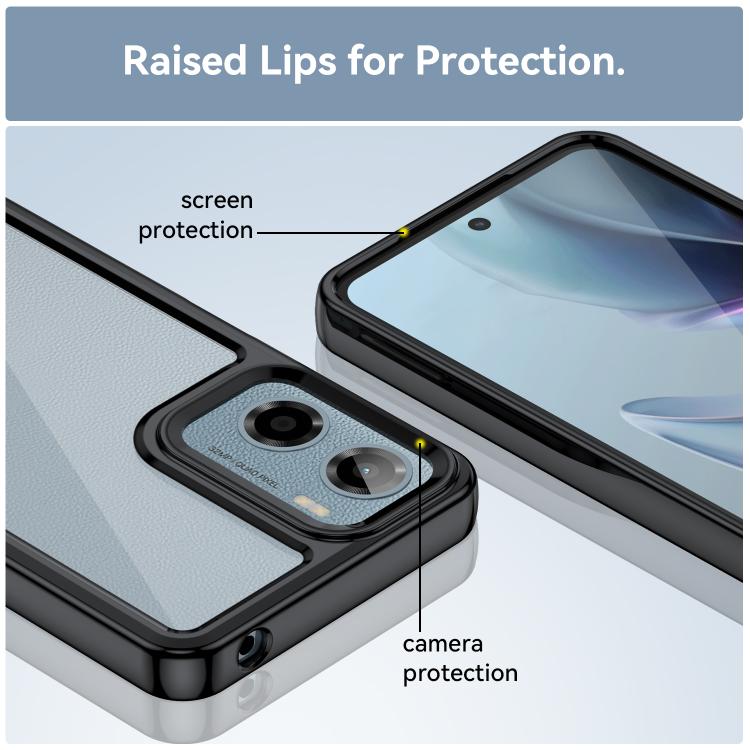 For Motorola Moto E15 Colorful Series Acrylic Hybrid TPU Phone Case(Black) - free shipping - PMC TechLife - Order now!