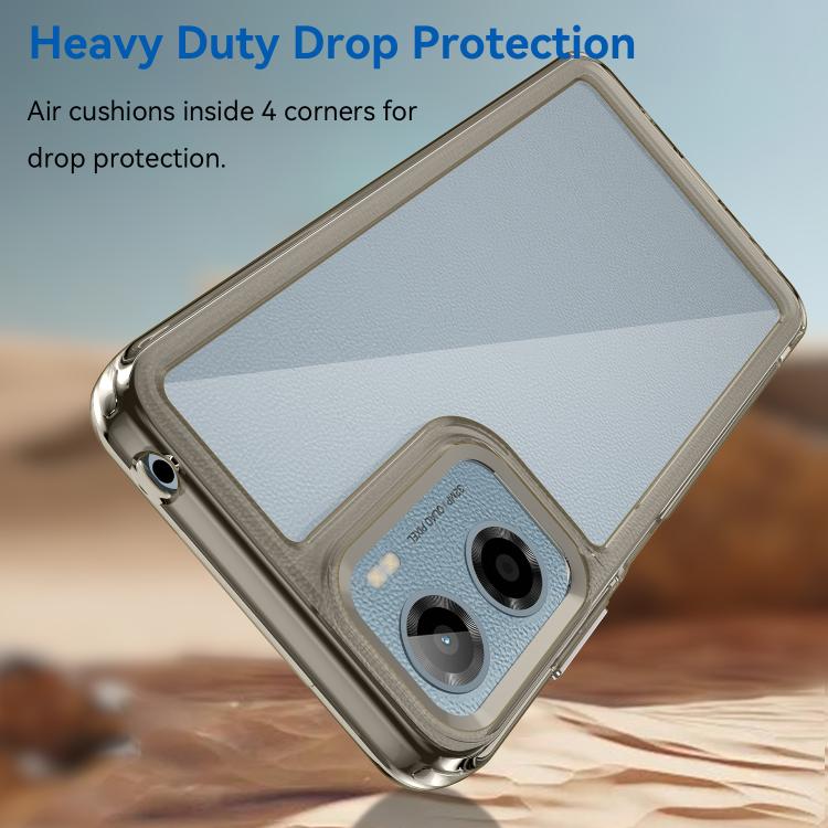 For Motorola Moto E15 Colorful Series Acrylic Hybrid TPU Phone Case(Transparent Grey) - free shipping - PMC TechLife - Order now!