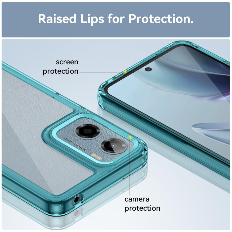 For Motorola Moto E15 Colorful Series Acrylic Hybrid TPU Phone Case(Transparent Blue) - free shipping - PMC TechLife - Order now!