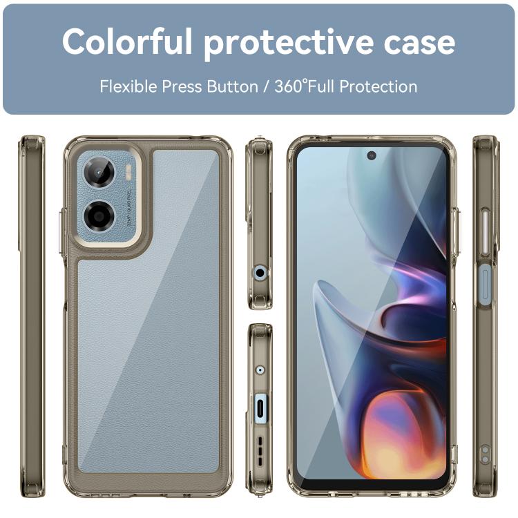 For Motorola Moto G05 Colorful Series Acrylic Hybrid TPU Phone Case(Transparent Grey) - free shipping - PMC TechLife - Order now!