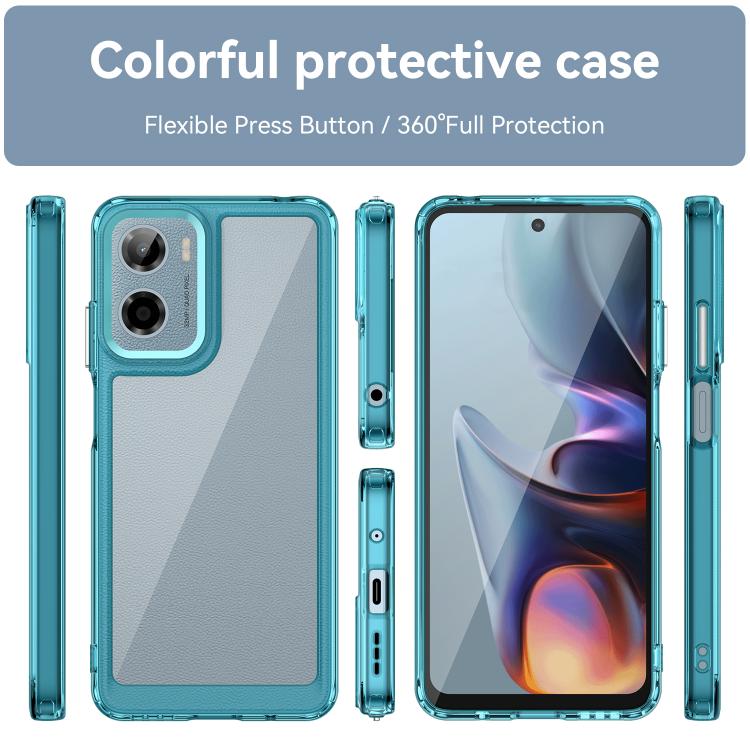 For Motorola Moto G05 Colorful Series Acrylic Hybrid TPU Phone Case(Transparent Blue) - free shipping - PMC TechLife - Order now!