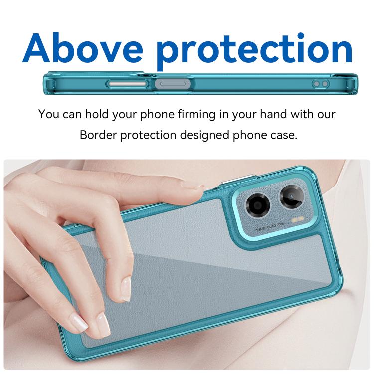 For Motorola Moto G05 Colorful Series Acrylic Hybrid TPU Phone Case(Transparent Blue) - free shipping - PMC TechLife - Order now!