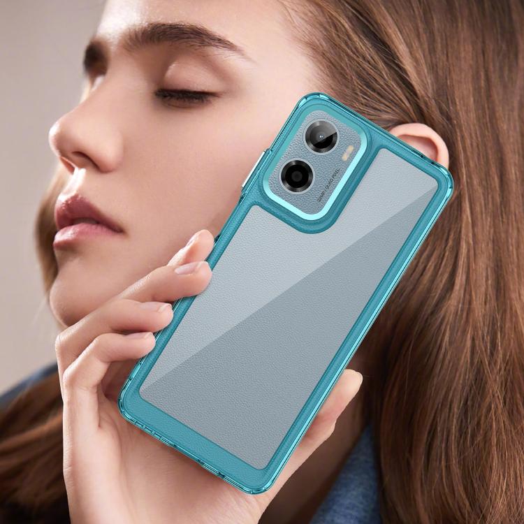 For Motorola Moto G05 Colorful Series Acrylic Hybrid TPU Phone Case(Transparent Blue) - free shipping - PMC TechLife - Order now!
