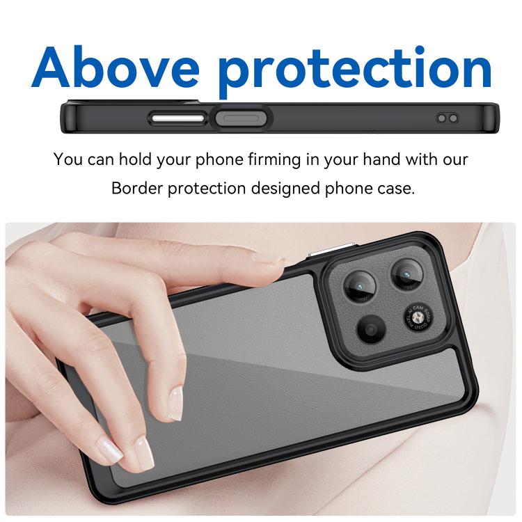For Motorola Moto G15 Colorful Series Acrylic Hybrid TPU Phone Case(Black) - free shipping - PMC TechLife - Order now!