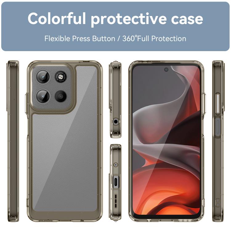 For Motorola Moto G15 Colorful Series Acrylic Hybrid TPU Phone Case(Transparent Grey) - free shipping - PMC TechLife - Order now!