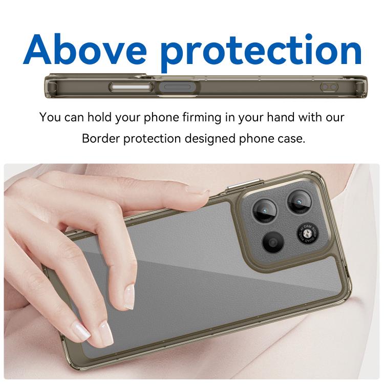For Motorola Moto G15 Colorful Series Acrylic Hybrid TPU Phone Case(Transparent Grey) - free shipping - PMC TechLife - Order now!
