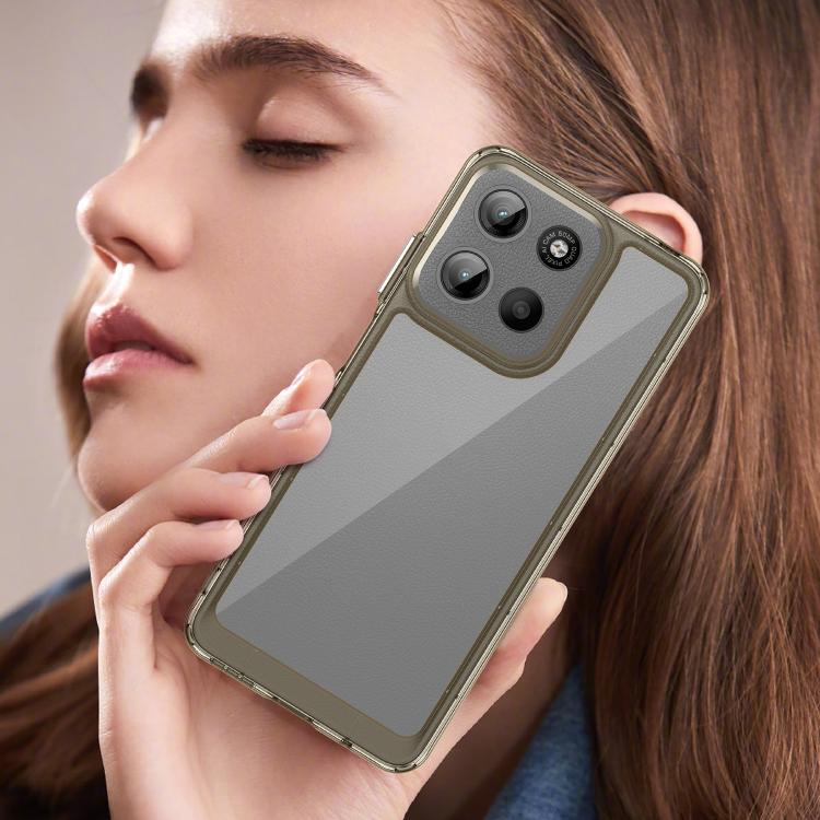For Motorola Moto G15 Colorful Series Acrylic Hybrid TPU Phone Case(Transparent Grey) - free shipping - PMC TechLife - Order now!