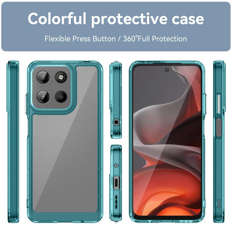 For Motorola Moto G15 Colorful Series Acrylic Hybrid TPU Phone Case(Transparent Blue) - free shipping - PMC TechLife - Order now!