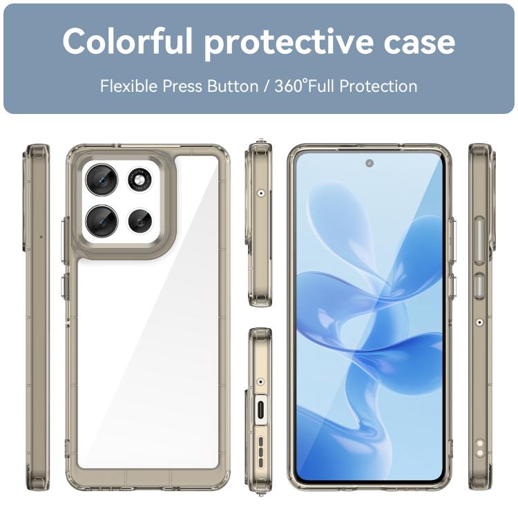 For Motorola Moto G100 Pro 5G Colorful Series Acrylic Hybrid TPU Phone Case(Transparent Grey) - free shipping - PMC TechLife - Order now!