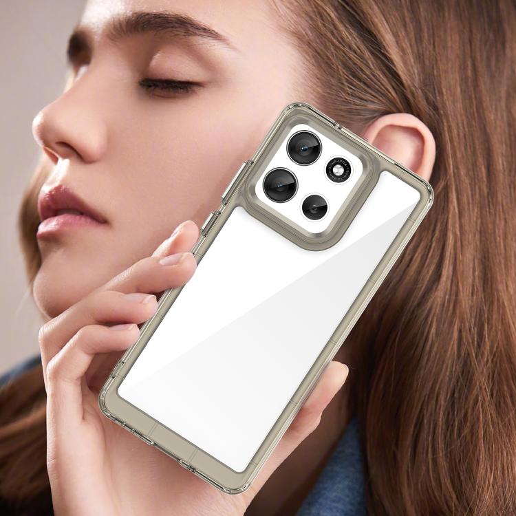 For Motorola Moto G100 Pro 5G Colorful Series Acrylic Hybrid TPU Phone Case(Transparent Grey) - free shipping - PMC TechLife - Order now!