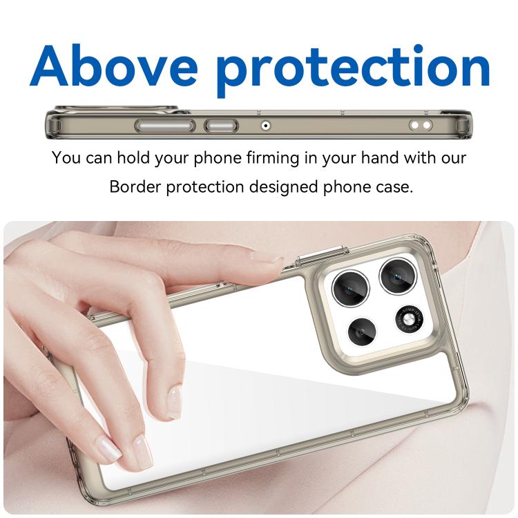 For Motorola Moto G56 5G Colorful Series Acrylic Hybrid TPU Phone Case(Transparent Grey) - free shipping - PMC TechLife - Order now!