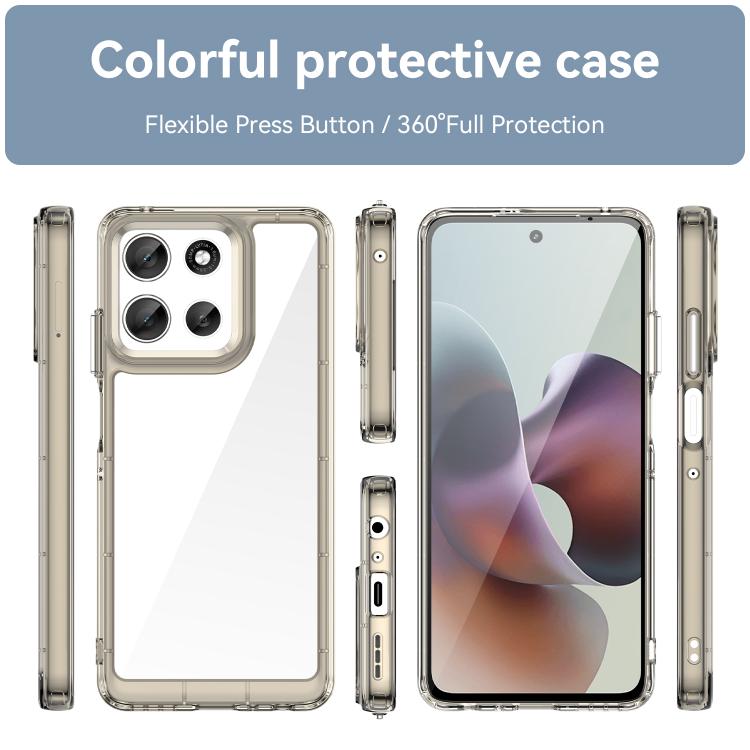 For Motorola Moto G66j 5G Colorful Series Acrylic Hybrid TPU Phone Case(Transparent Grey) - free shipping - PMC TechLife - Order now!