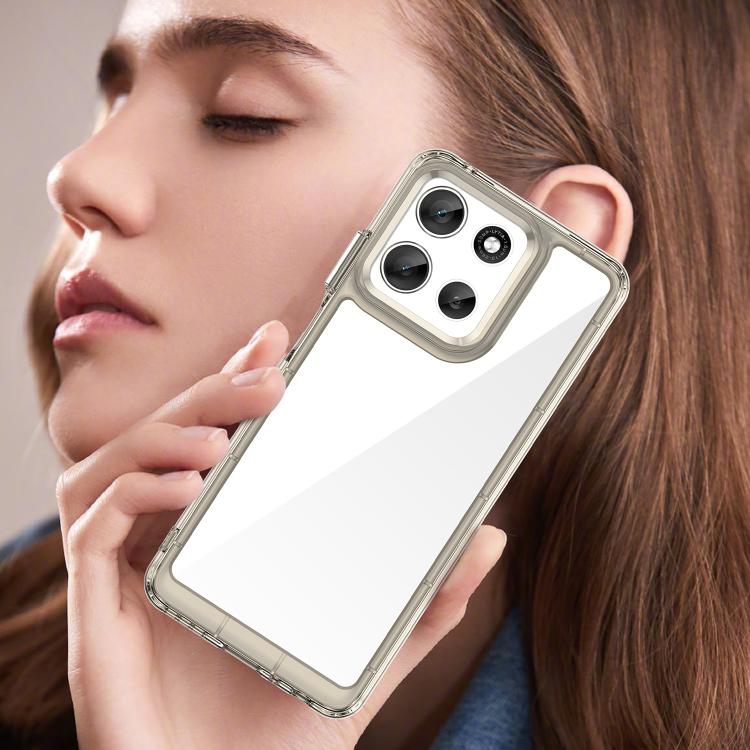 For Motorola Moto G66j 5G Colorful Series Acrylic Hybrid TPU Phone Case(Transparent Grey) - free shipping - PMC TechLife - Order now!