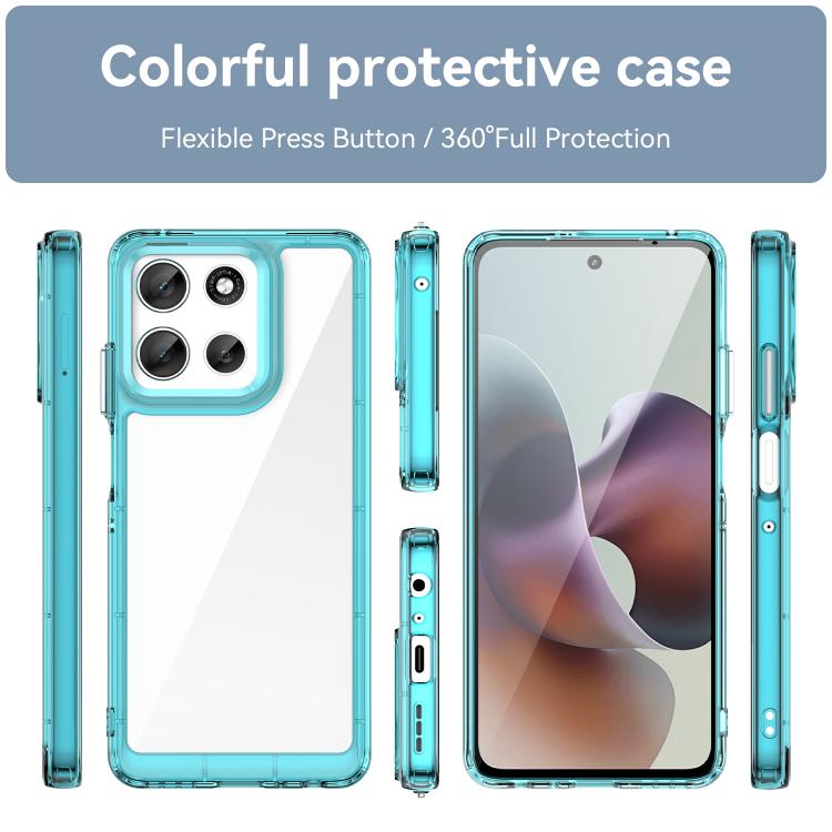 For Motorola Moto G66j 5G Colorful Series Acrylic Hybrid TPU Phone Case(Transparent Blue) - free shipping - PMC TechLife - Order now!
