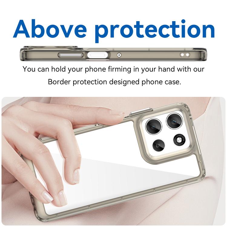 For Motorola Moto G66y 5G Colorful Series Acrylic Hybrid TPU Phone Case(Transparent Grey) - free shipping - PMC TechLife - Order now!