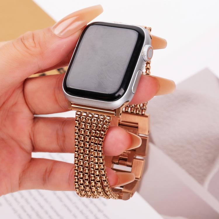 For Apple Watch 46mm / 49mm / 45mm / 44mm 6-Chain Stainless Steel Watch Band(Rose Gold) - free shipping - PMc TechLife - Order now!