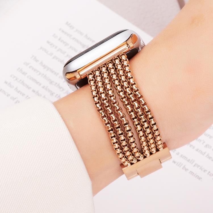 For Apple Watch 46mm / 49mm / 45mm / 44mm 6-Chain Stainless Steel Watch Band(Rose Gold) - free shipping - PMc TechLife - Order now!