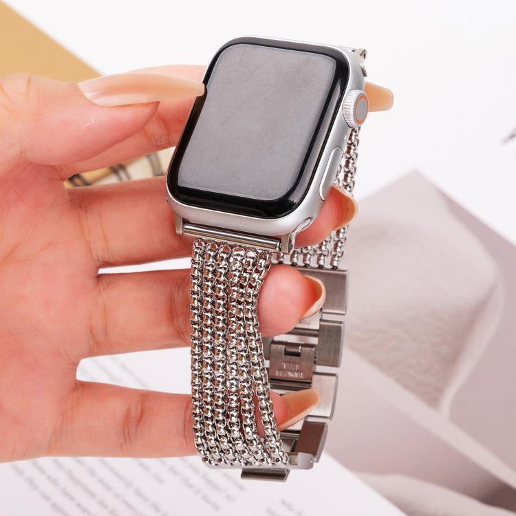 For Apple Watch 46mm / 49mm / 45mm / 44mm 6-Chain Stainless Steel Watch Band(Silver) - free shipping - PMc TechLife - Order now!