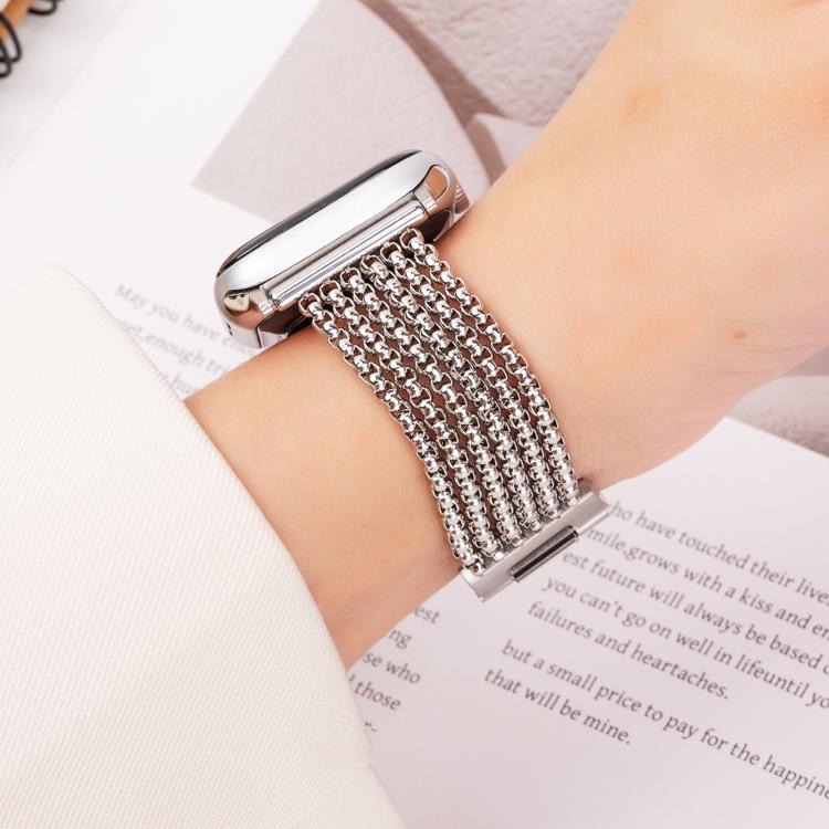 For Apple Watch 46mm / 49mm / 45mm / 44mm 6-Chain Stainless Steel Watch Band(Silver) - free shipping - PMc TechLife - Order now!