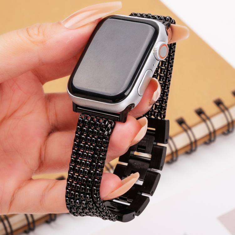 For Apple Watch 42mm / 41mm / 40mm / 38mm 6-Chain Stainless Steel Watch Band(Black) - free shipping - PMc TechLife - Order now!