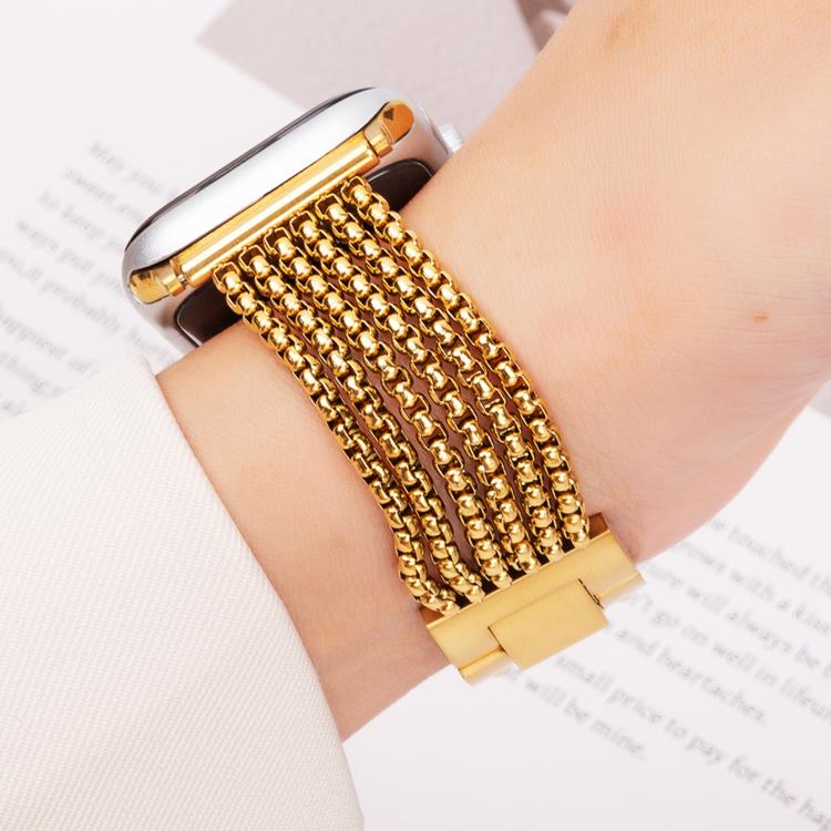 For Apple Watch 42mm / 41mm / 40mm / 38mm 6-Chain Stainless Steel Watch Band(Gold) - free shipping - PMc TechLife - Order now!