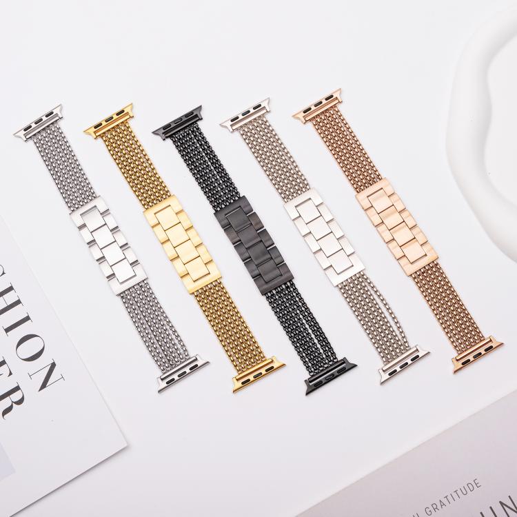 For Apple Watch 42mm / 41mm / 40mm / 38mm 6-Chain Stainless Steel Watch Band(Gold) - free shipping - PMc TechLife - Order now!