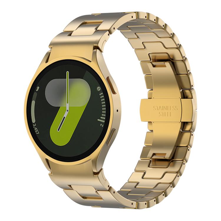 For Samsung Galaxy Watch  7 / 6 / 5 / 4 Quick Release Button H Shaped Stainless Steel Watch Band(Gold) - free shipping - PMC TechLife - Order now!