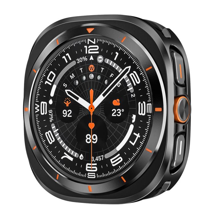 For Samsung Galaxy Watch Ultra 47mm Aluminum Alloy Metal PC Watch Protective Case(Black Orange) - Watch Cases by PMC TechLife | Online Shopping South Africa | PMC TechLife | Buy Now Pay Later Mobicred