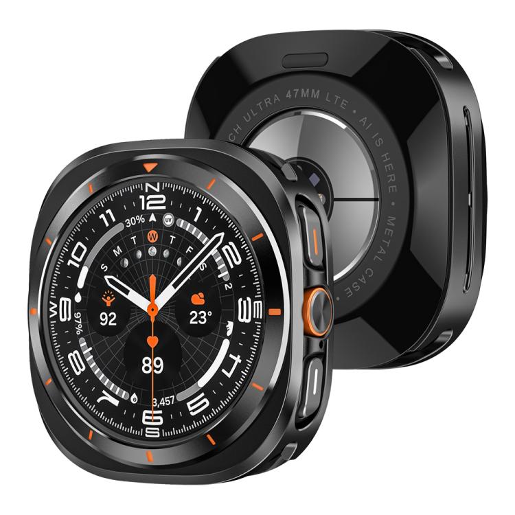 For Samsung Galaxy Watch Ultra 47mm Aluminum Alloy Metal PC Watch Protective Case(Black Orange) - Watch Cases by PMC TechLife | Online Shopping South Africa | PMC TechLife | Buy Now Pay Later Mobicred