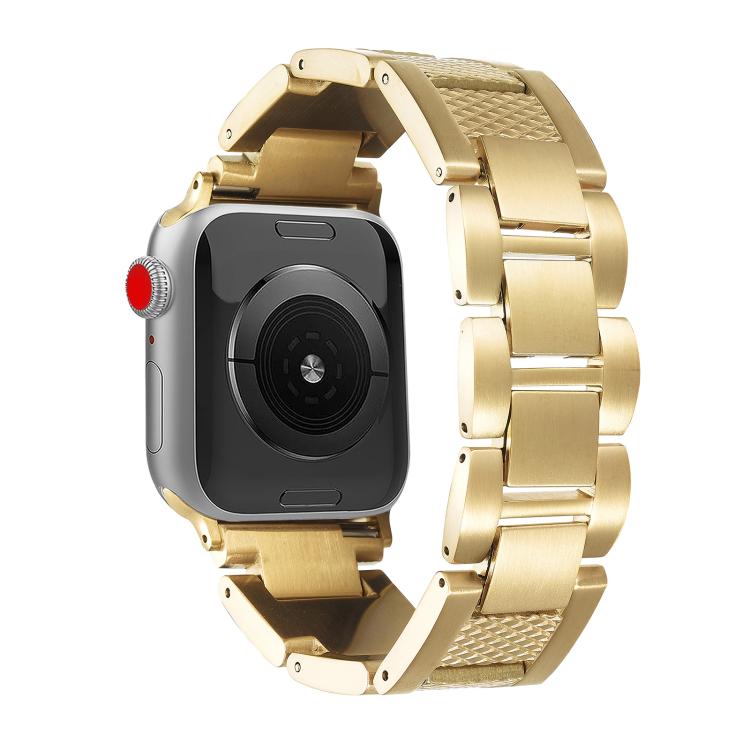 For Apple Watch 46mm / 49mm / 45mm / 44mm Wave Thread 3-bead Stainless Steel Watch Band(Gold) - free shipping - PMc TechLife - Order now!