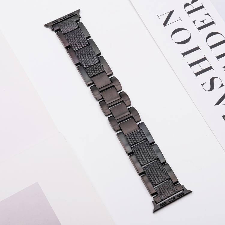 For Apple Watch 42mm / 41mm / 40mm / 38mm Wave Thread 3-bead Stainless Steel Watch Band(Black) - free shipping - PMc TechLife - Order now!