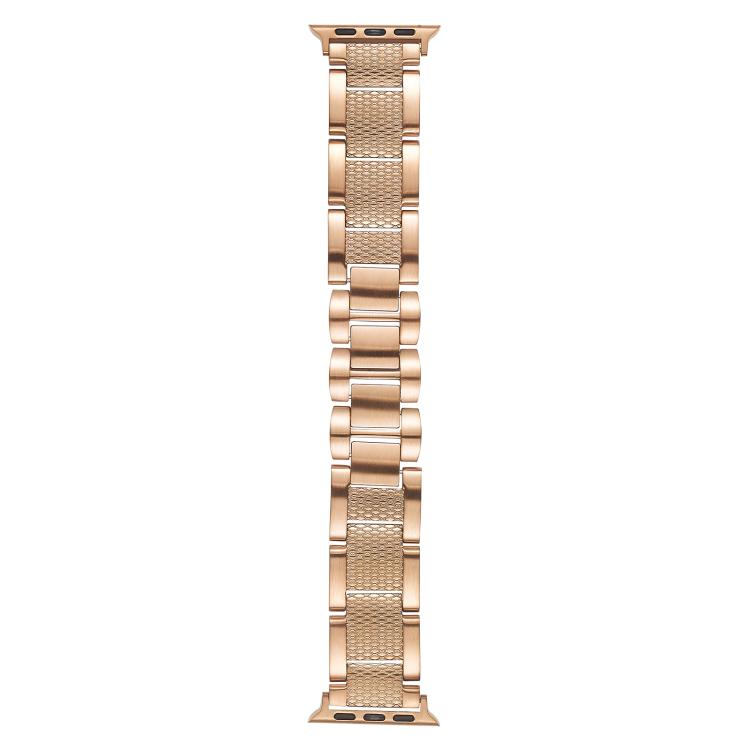 For Apple Watch 42mm / 41mm / 40mm / 38mm Wave Thread 3-bead Stainless Steel Watch Band(Rose Gold) - free shipping - PMc TechLife - Order now!