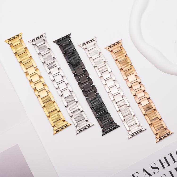For Apple Watch 42mm / 41mm / 40mm / 38mm Wave Thread 3-bead Stainless Steel Watch Band(Silver) - free shipping - PMc TechLife - Order now!