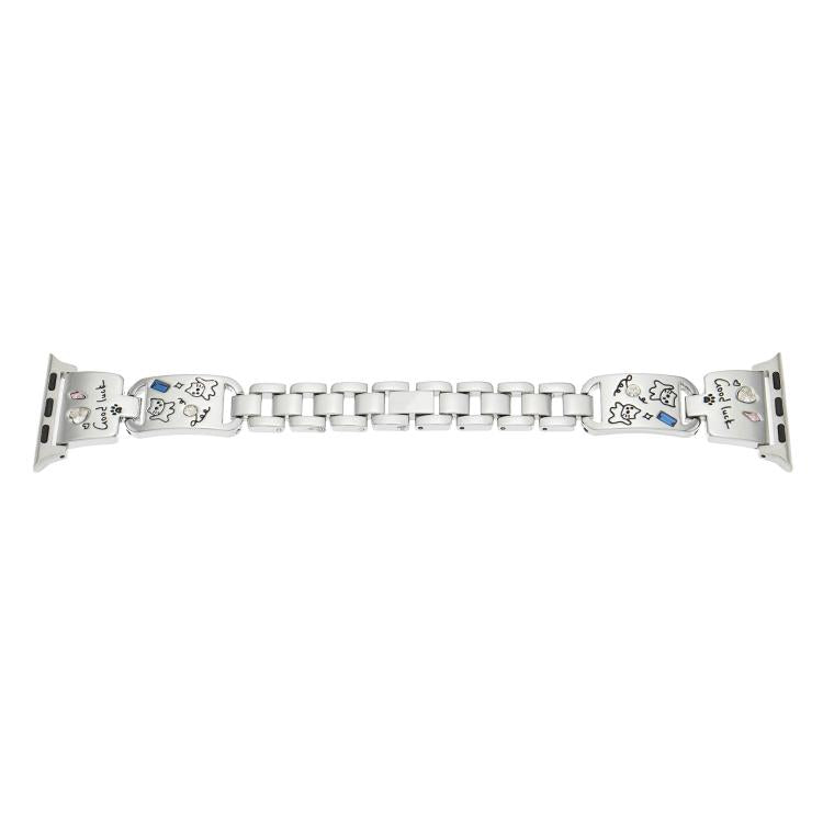 For Apple Watch 46mm / 49mm / 45mm / 44mm Colored Diamond Cat Stainless Steel Watch Band(Silver) - free shipping - PMc TechLife - Order now!