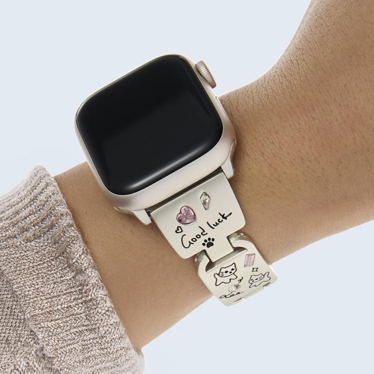 For Apple Watch 46mm / 49mm / 45mm / 44mm Colored Diamond Cat Stainless Steel Watch Band(Starlight) - free shipping - PMc TechLife - Order now!