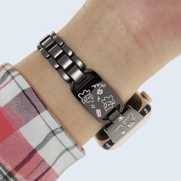 For Apple Watch 42mm / 41mm / 40mm / 38mm Colored Diamond Cat Stainless Steel Watch Band(Black) - free shipping - PMc TechLife - Order now!