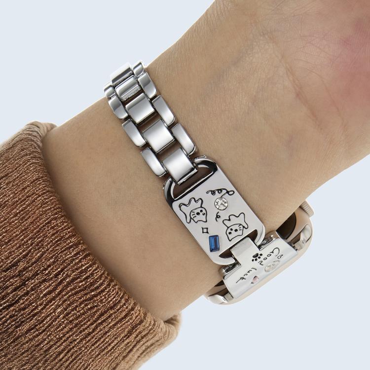 For Apple Watch 42mm / 41mm / 40mm / 38mm Colored Diamond Cat Stainless Steel Watch Band(Silver) - free shipping - PMc TechLife - Order now!