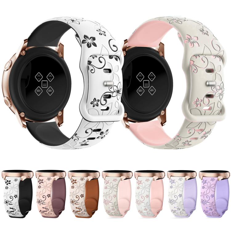 20mm Two Color Bauhinia Embossed Silicone Watch Band(Pink+Smoke Purple) - 20mm Bands by PMc TechLife | Online Shopping South Africa | PMc TechLife | Buy Now Pay Later Mobicred