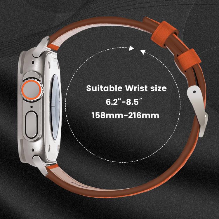 For Apple Watch 46mm / 49mm / 45mm / 44mm Titanium Buckle Nappa Genuine Leather Watch Band(Orange) - Watch Bands by PMC TechLife | Online Shopping South Africa | PMC TechLife | Buy Now Pay Later Mobicred