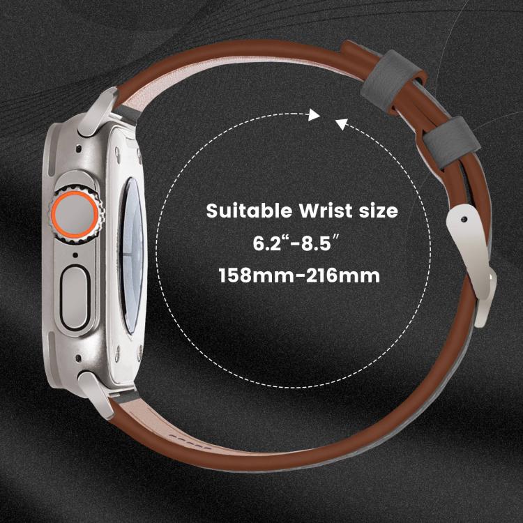 For Apple Watch 46mm / 49mm / 45mm / 44mm Titanium Buckle Nappa Genuine Leather Watch Band(Grey) - Watch Bands by PMC TechLife | Online Shopping South Africa | PMC TechLife | Buy Now Pay Later Mobicred