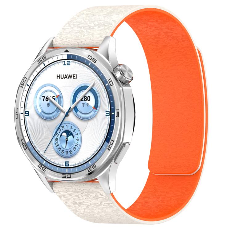 22mm Cloud Wood Grain Silicone Magnetic Watch Band(Starlight Orange) - free shipping - PMc TechLife - Order now!