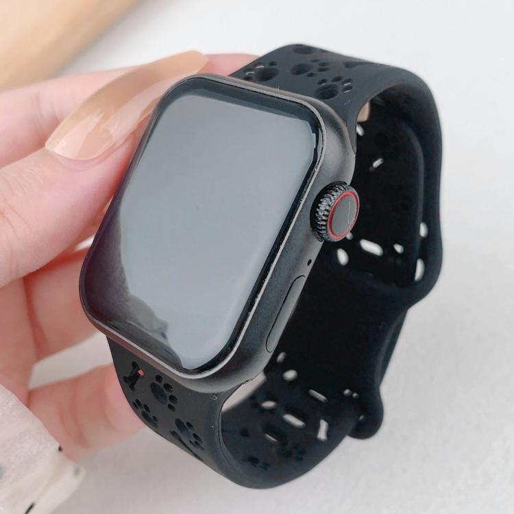 For Apple Watch 46mm / 49mm / 45mm / 44mm Dog Paw Bones Butterfly Buckle Silicone Watch Band(Black) - free shipping - PMc TechLife - Order now!