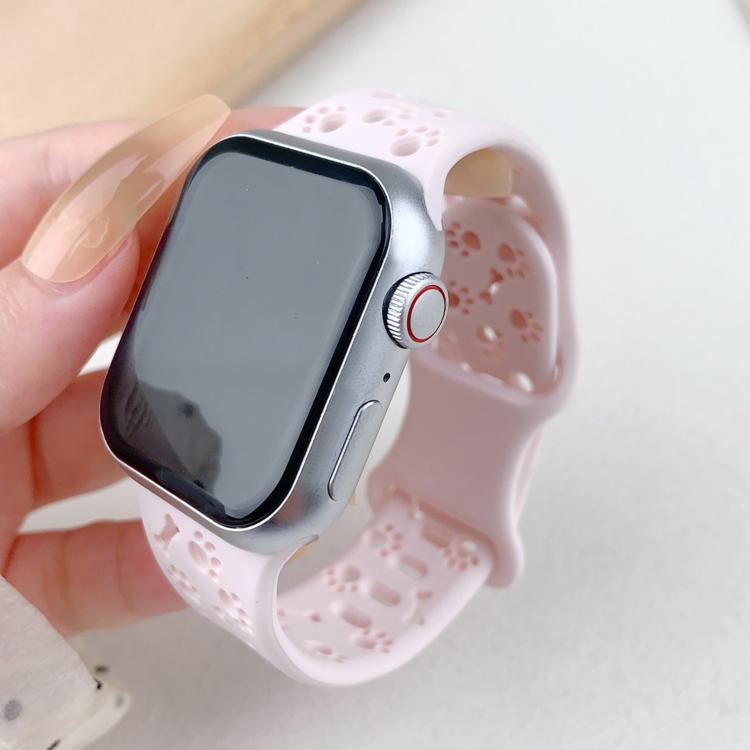 For Apple Watch 42mm / 41mm / 40mm / 38mm Dog Paw Bones Butterfly Buckle Silicone Watch Band(Light Peach Pink) - free shipping - PMc TechLife - Order now!