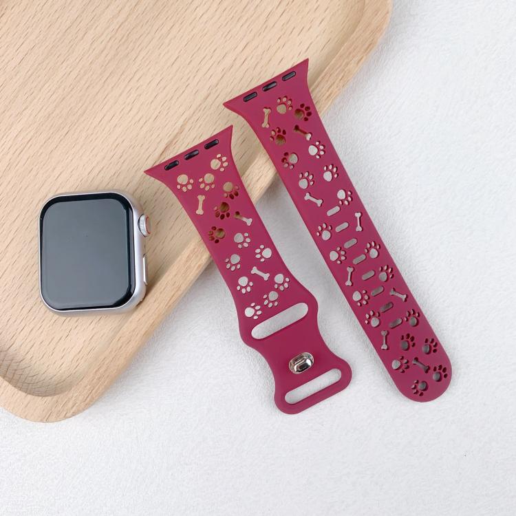 For Apple Watch 42mm / 41mm / 40mm / 38mm Dog Paw Bones Butterfly Buckle Silicone Watch Band(Black) - free shipping - PMc TechLife - Order now!