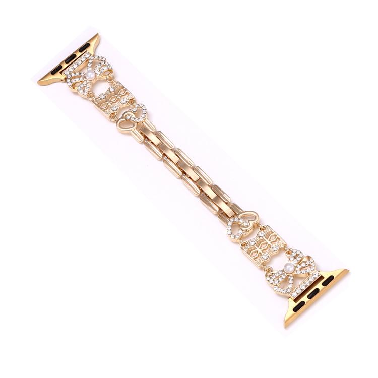 For Apple Watch 46mm / 49mm / 45mm / 44mm Bow Jewelry Buckle Stainless Steel Watch Band(Gold) - free shipping - PMc TechLife - Order now!