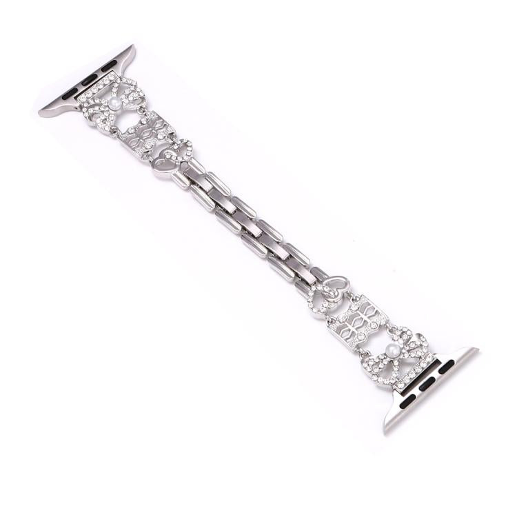 For Apple Watch 46mm / 49mm / 45mm / 44mm Bow Jewelry Buckle Stainless Steel Watch Band(Silver) - free shipping - PMc TechLife - Order now!