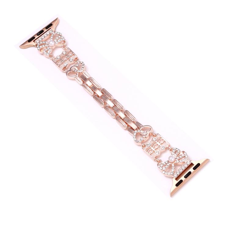 For Apple Watch 42mm / 41mm / 40mm / 38mm Bow Jewelry Buckle Stainless Steel Watch Band(Rose Gold) - free shipping - PMc TechLife - Order now!