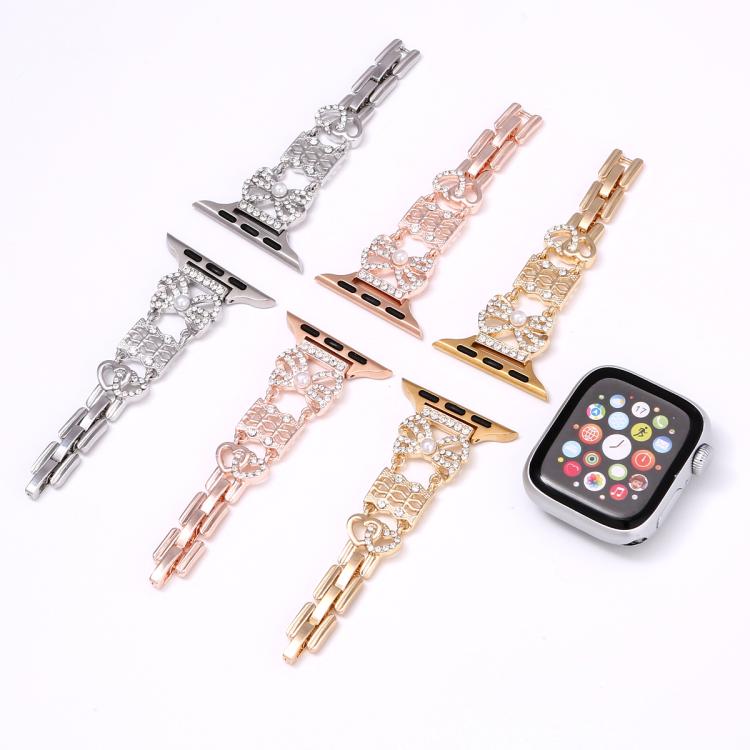For Apple Watch 42mm / 41mm / 40mm / 38mm Bow Jewelry Buckle Stainless Steel Watch Band(Silver) - free shipping - PMc TechLife - Order now!