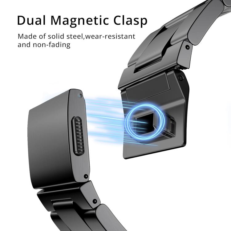 For Apple Watch 46mm / 49mm / 45mm / 44mm Norman Clasp Three-Link Stainless Steel Watch Band(Black) - free shipping - PMC TechLife - Order now!